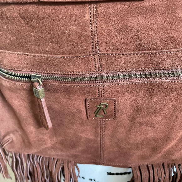 Rachel Zoe Brown Suede Shoulder Bag Fringe Boho Style 15 X 12 NWOT - Picture 7 of 12